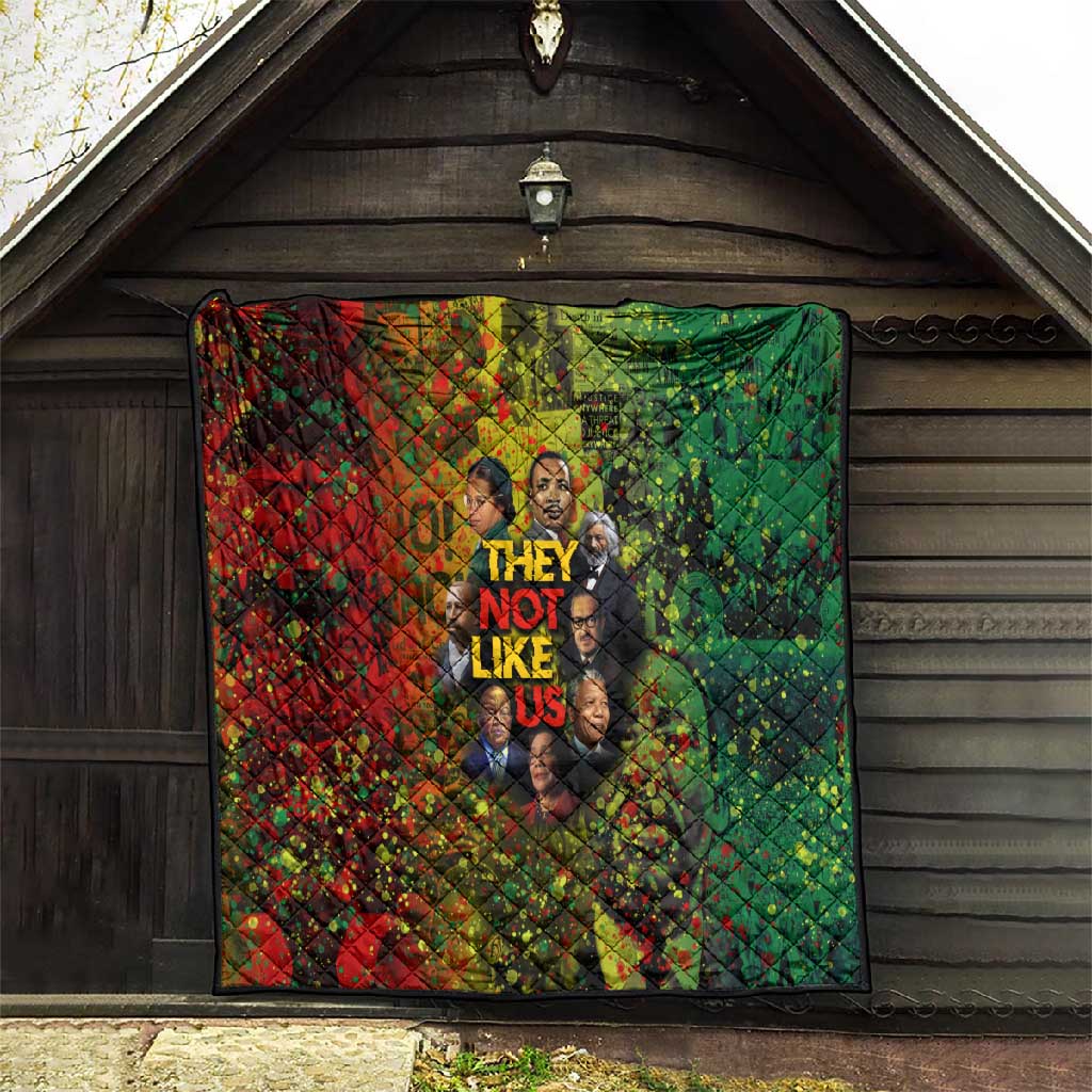 Black History Portrait Collage Quilt Africa Empowering They Not Like Us Quote in Grunge Paint - African Pride