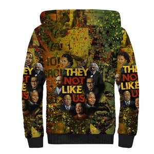 Black History Portrait Collage Sherpa Hoodie Africa Empowering They Not Like Us Quote in Grunge Paint - African Pride