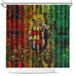 Black History Portrait Collage Shower Curtain Africa Empowering They Not Like Us Quote in Grunge Paint - African Pride