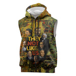 Black History Portrait Collage Sleeveless Zip Hoodie Africa Empowering They Not Like Us Quote in Grunge Paint - African Pride