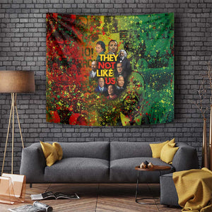 Black History Portrait Collage Tapestry Africa Empowering They Not Like Us Quote in Grunge Paint - African Pride