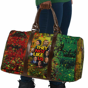 Black History Portrait Collage Travel Bag Africa Empowering They Not Like Us Quote in Grunge Paint - African Pride