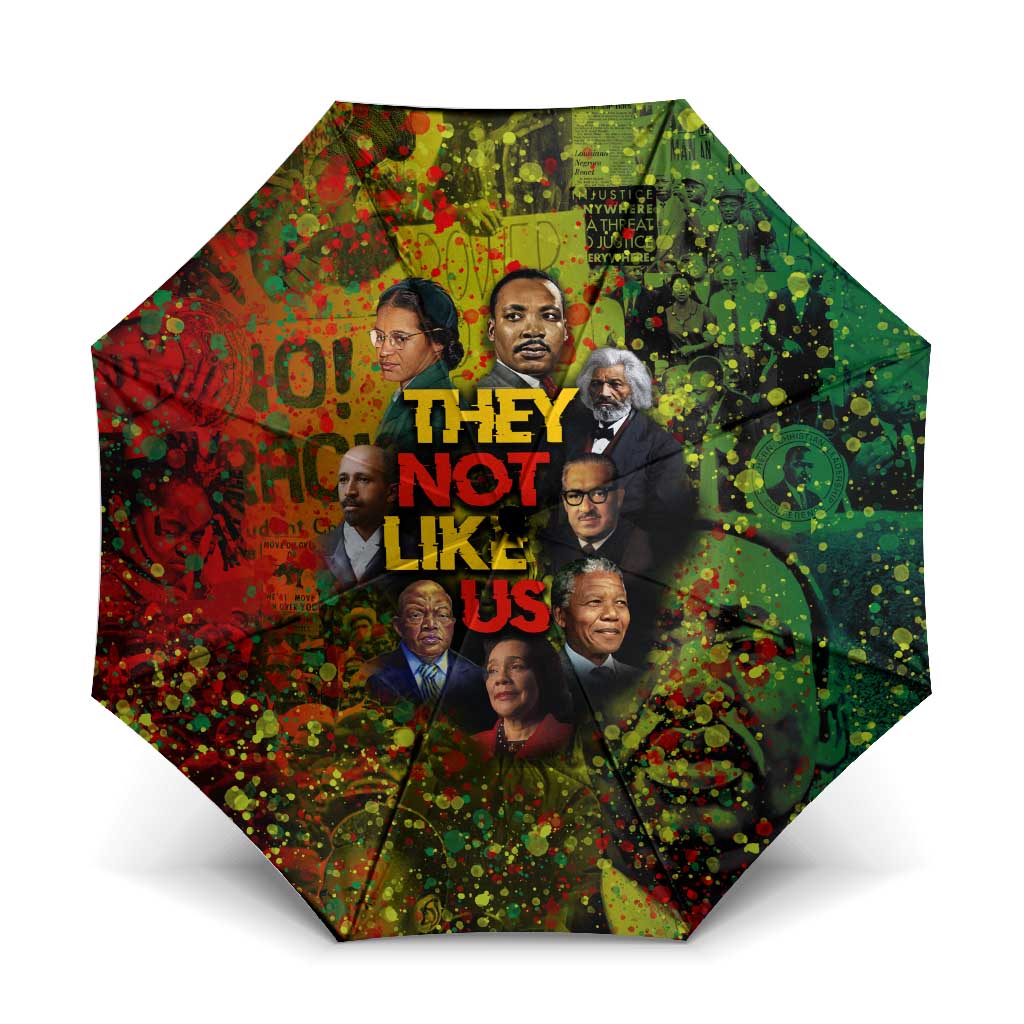 Black History Portrait Collage Umbrella Africa Empowering They Not Like Us Quote in Grunge Paint - African Pride