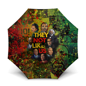 Black History Portrait Collage Umbrella Africa Empowering They Not Like Us Quote in Grunge Paint - African Pride
