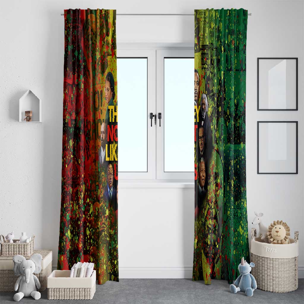 Black History Portrait Collage Window Curtain Africa Empowering They Not Like Us Quote in Grunge Paint - African Pride