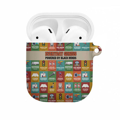 Everyday Genius Powered by Black Minds AirPods Case with Colorful Invention Icons Pattern - African Pride
