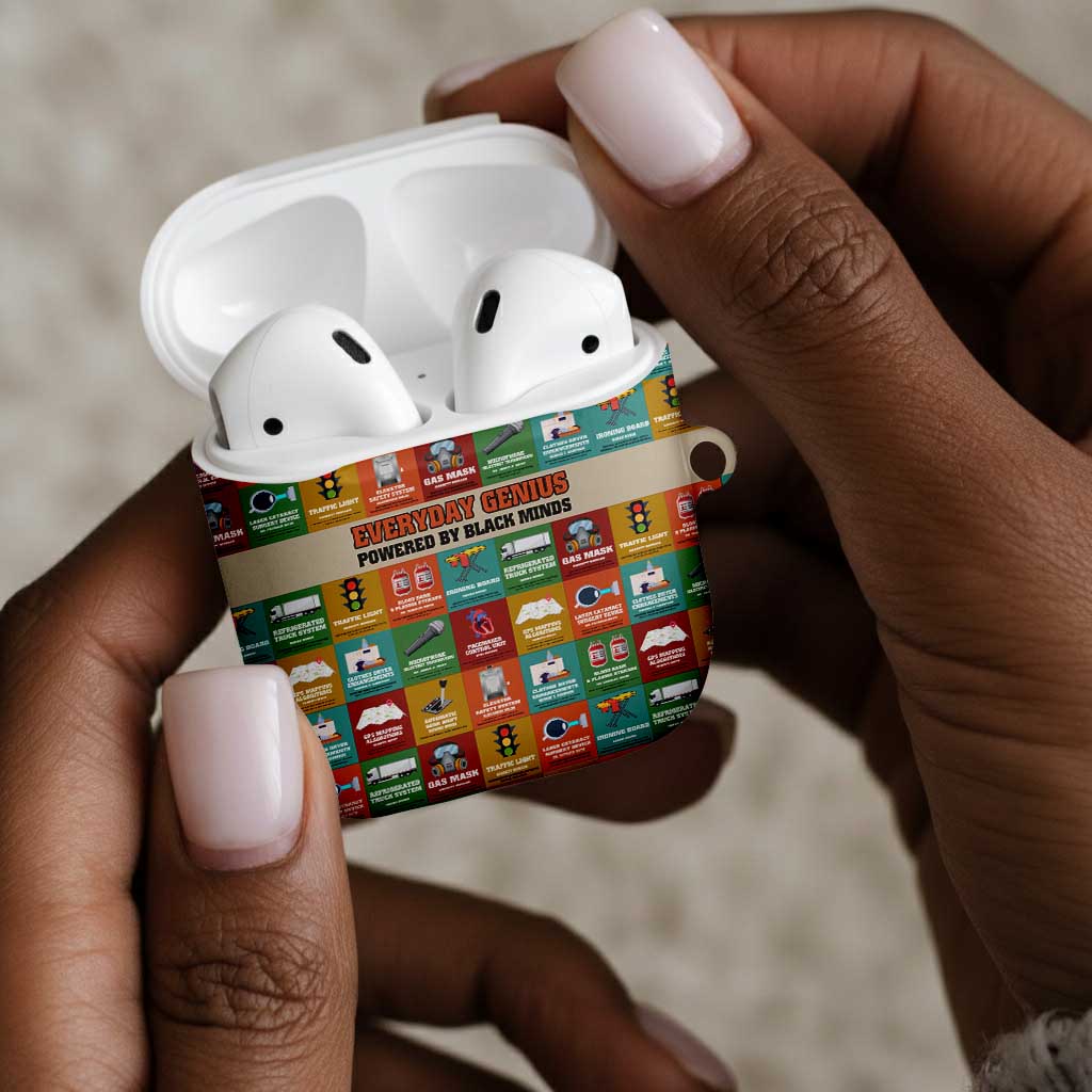 Everyday Genius Powered by Black Minds AirPods Case with Colorful Invention Icons Pattern - African Pride