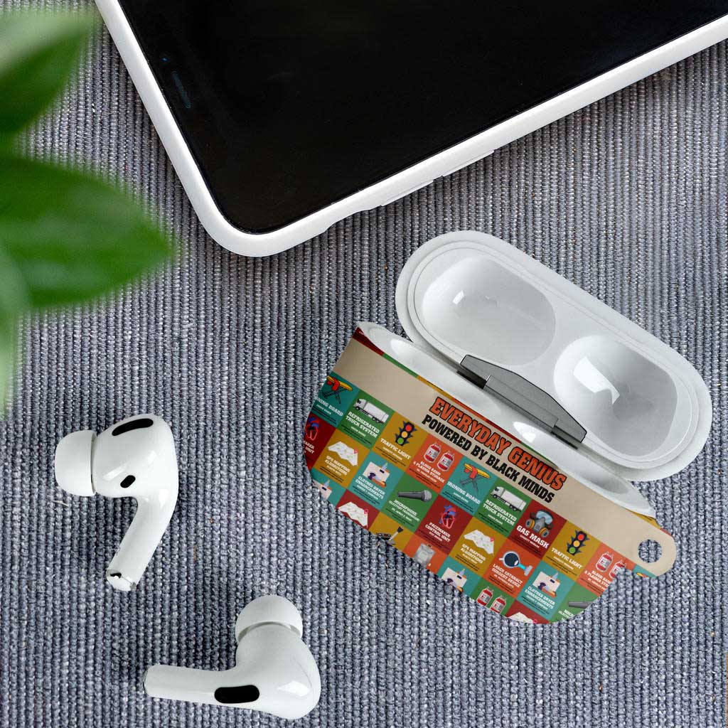 Everyday Genius Powered by Black Minds AirPods Case with Colorful Invention Icons Pattern - African Pride