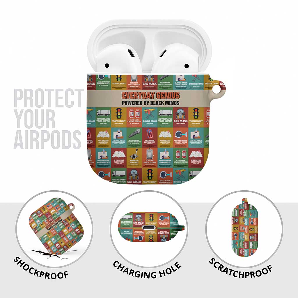 Everyday Genius Powered by Black Minds AirPods Case with Colorful Invention Icons Pattern - African Pride