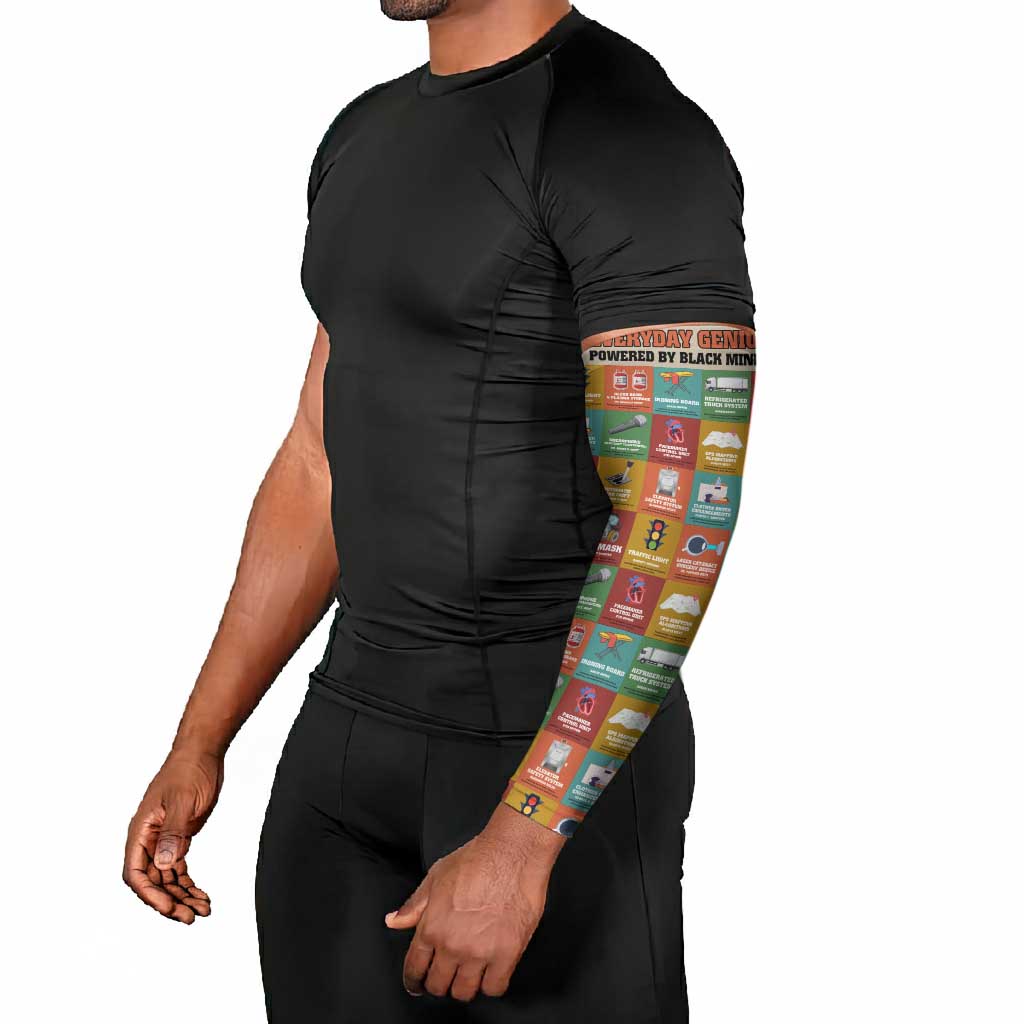 Everyday Genius Powered by Black Minds Arm Sleeves with Colorful Invention Icons Pattern - African Pride