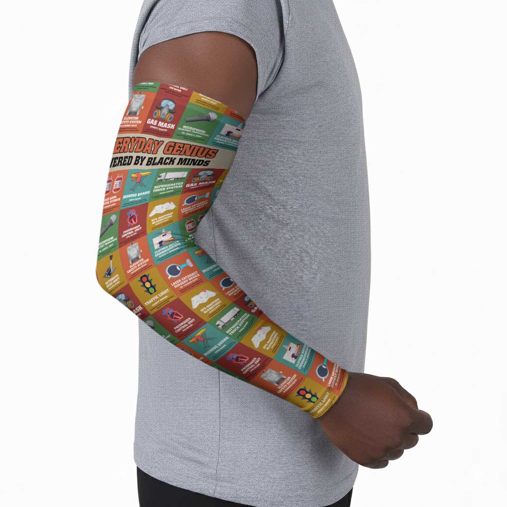 Everyday Genius Powered by Black Minds Arm Sleeves with Colorful Invention Icons Pattern - African Pride