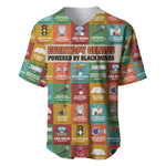 Everyday Genius Powered by Black Minds Baseball Jersey with Colorful Invention Icons Pattern - African Pride