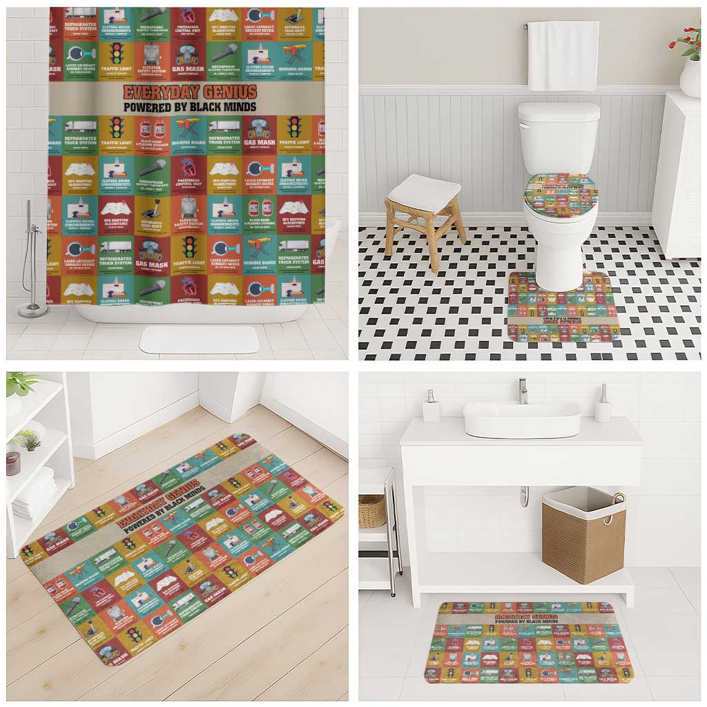 Everyday Genius Powered by Black Minds Bathroom Set with Colorful Invention Icons Pattern - African Pride
