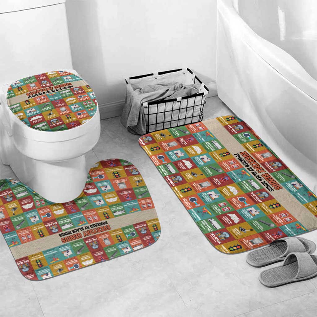 Everyday Genius Powered by Black Minds Bathroom Set with Colorful Invention Icons Pattern - African Pride