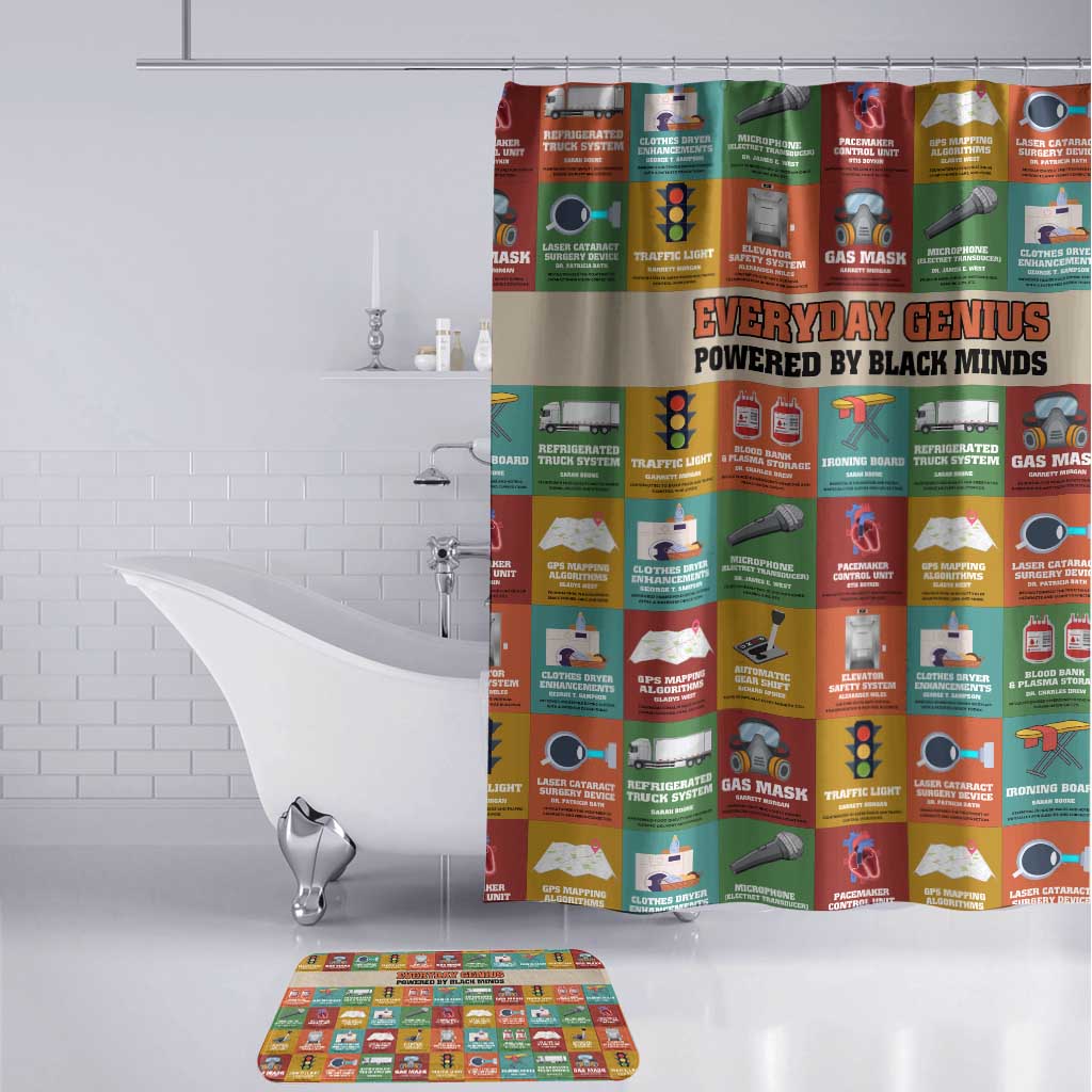 Everyday Genius Powered by Black Minds Bathroom Set with Colorful Invention Icons Pattern - African Pride