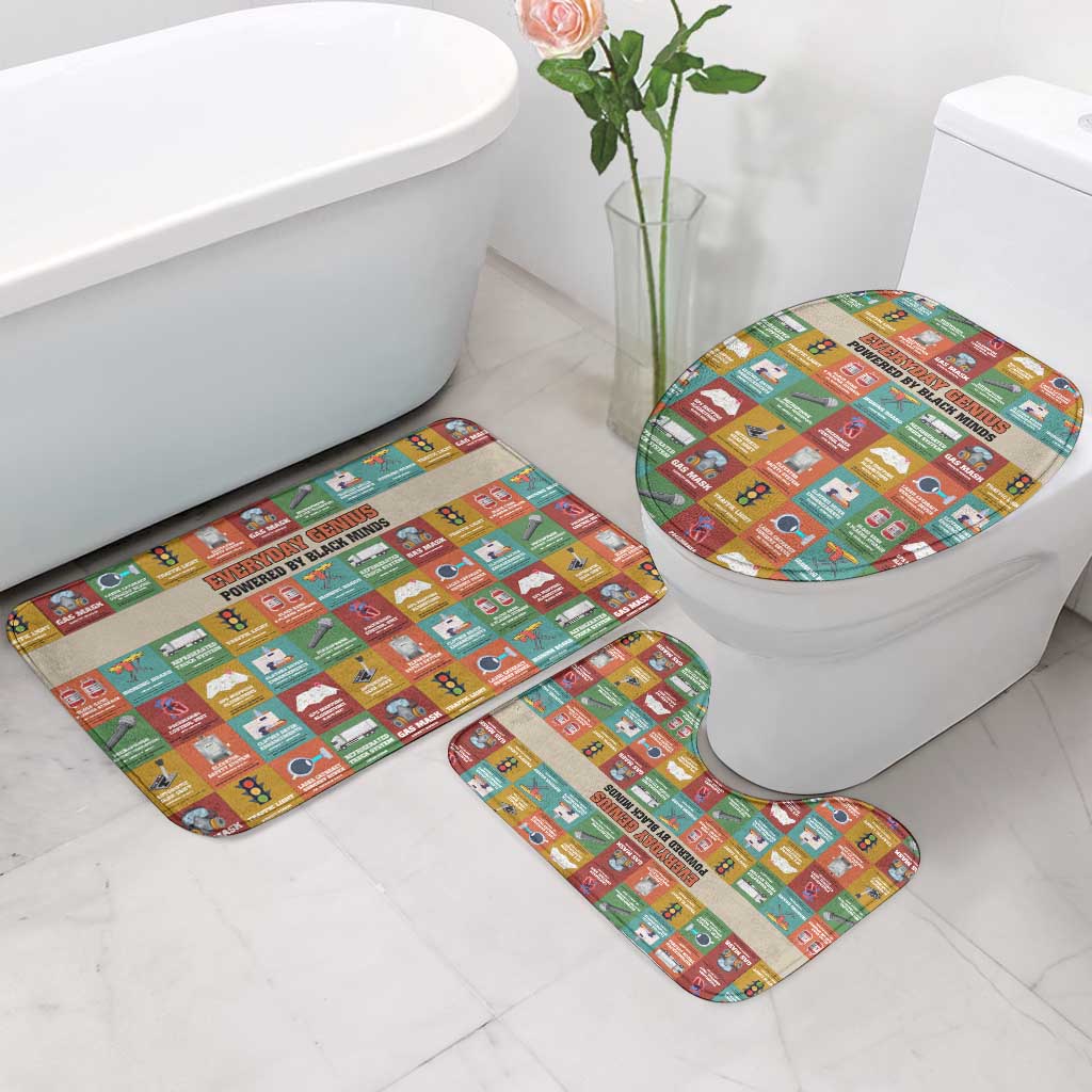 Everyday Genius Powered by Black Minds Bathroom Set with Colorful Invention Icons Pattern - African Pride