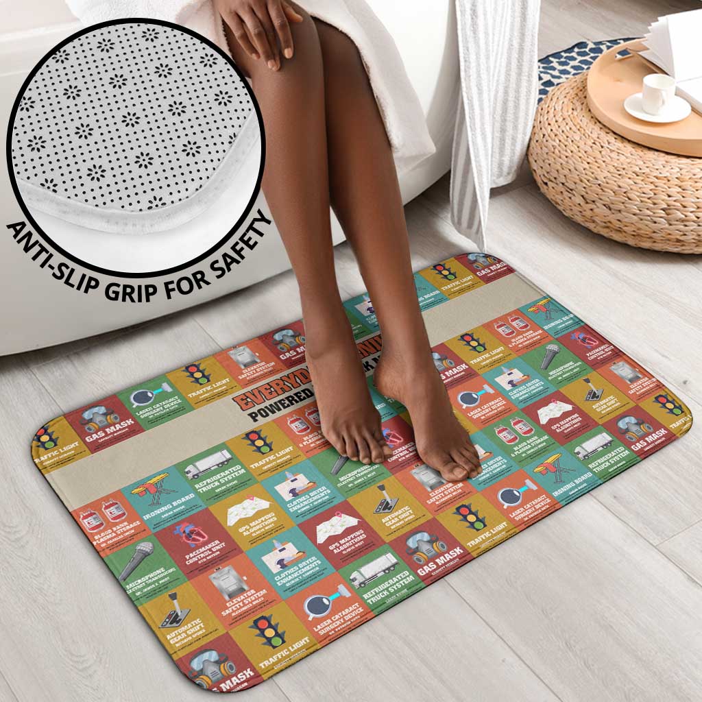 Everyday Genius Powered by Black Minds Bathroom Set with Colorful Invention Icons Pattern - African Pride