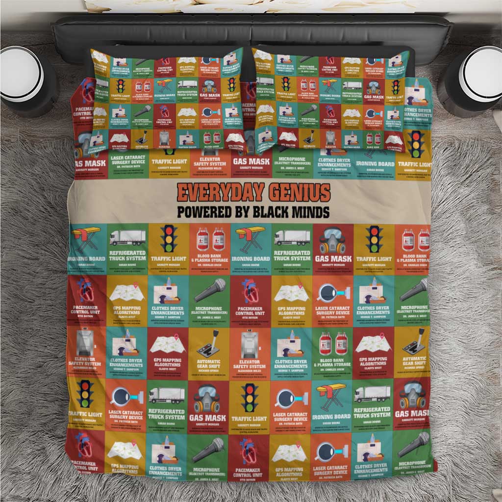Everyday Genius Powered by Black Minds Bedding Set with Colorful Invention Icons Pattern - African Pride