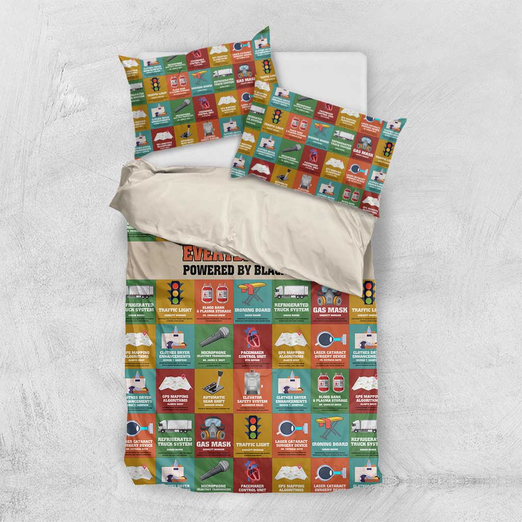 Everyday Genius Powered by Black Minds Bedding Set with Colorful Invention Icons Pattern - African Pride