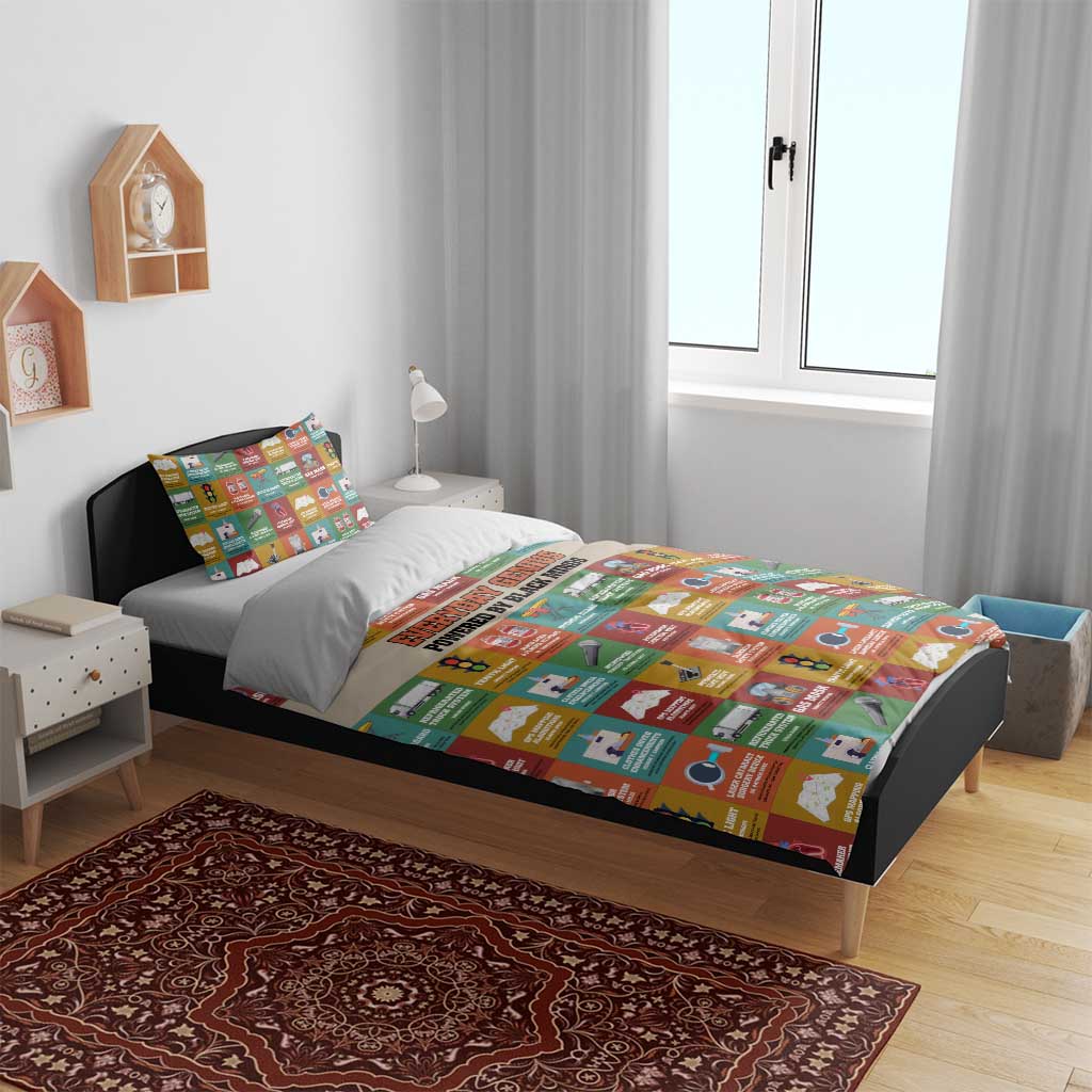 Everyday Genius Powered by Black Minds Bedding Set with Colorful Invention Icons Pattern - African Pride