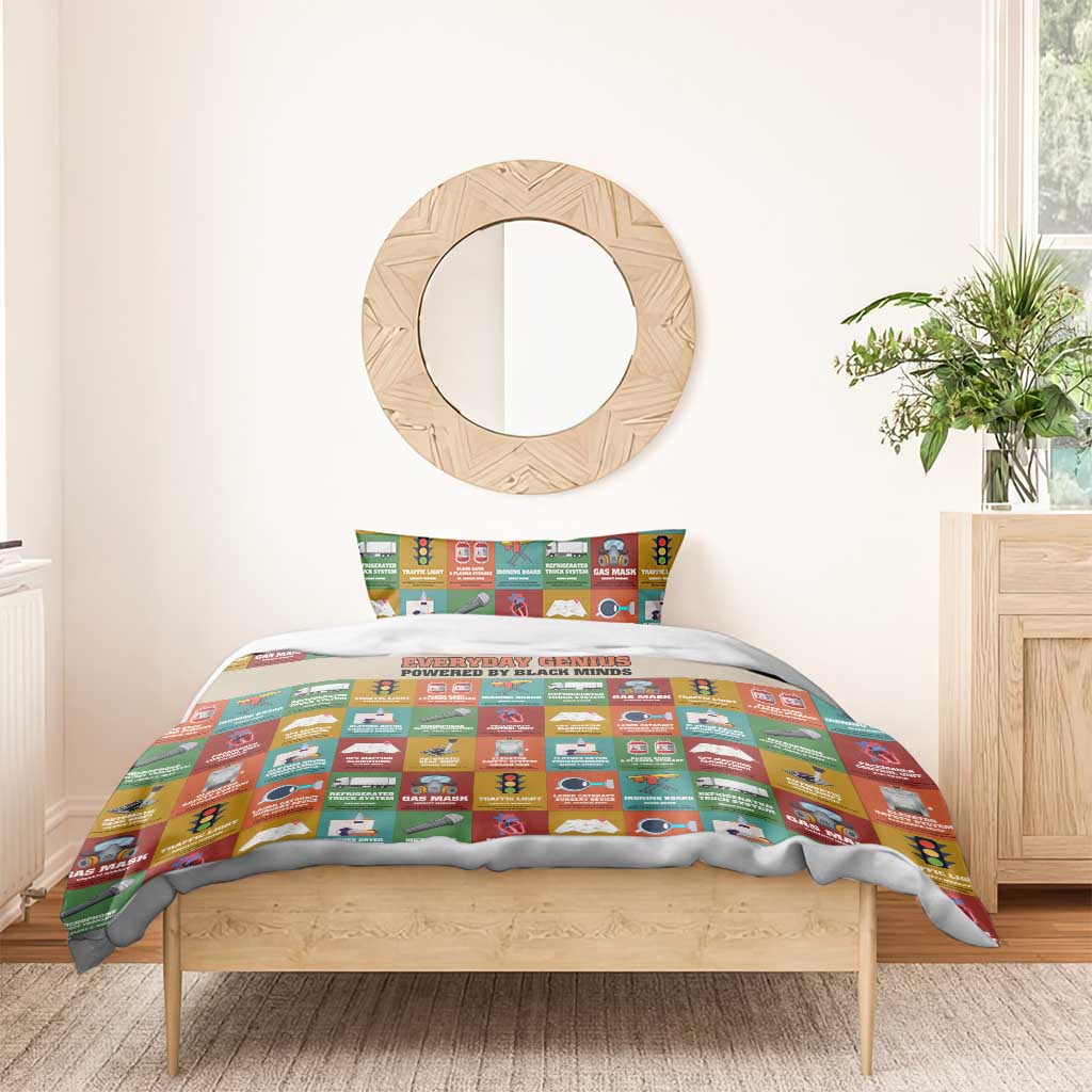 Everyday Genius Powered by Black Minds Bedding Set with Colorful Invention Icons Pattern - African Pride