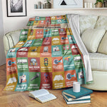 Everyday Genius Powered by Black Minds Blanket with Colorful Invention Icons Pattern - African Pride