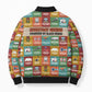 Everyday Genius Powered by Black Minds Bomber Puffer Jacket with Colorful Invention Icons Pattern - African Pride