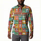 Everyday Genius Powered by Black Minds Button Sweatshirt with Colorful Invention Icons Pattern