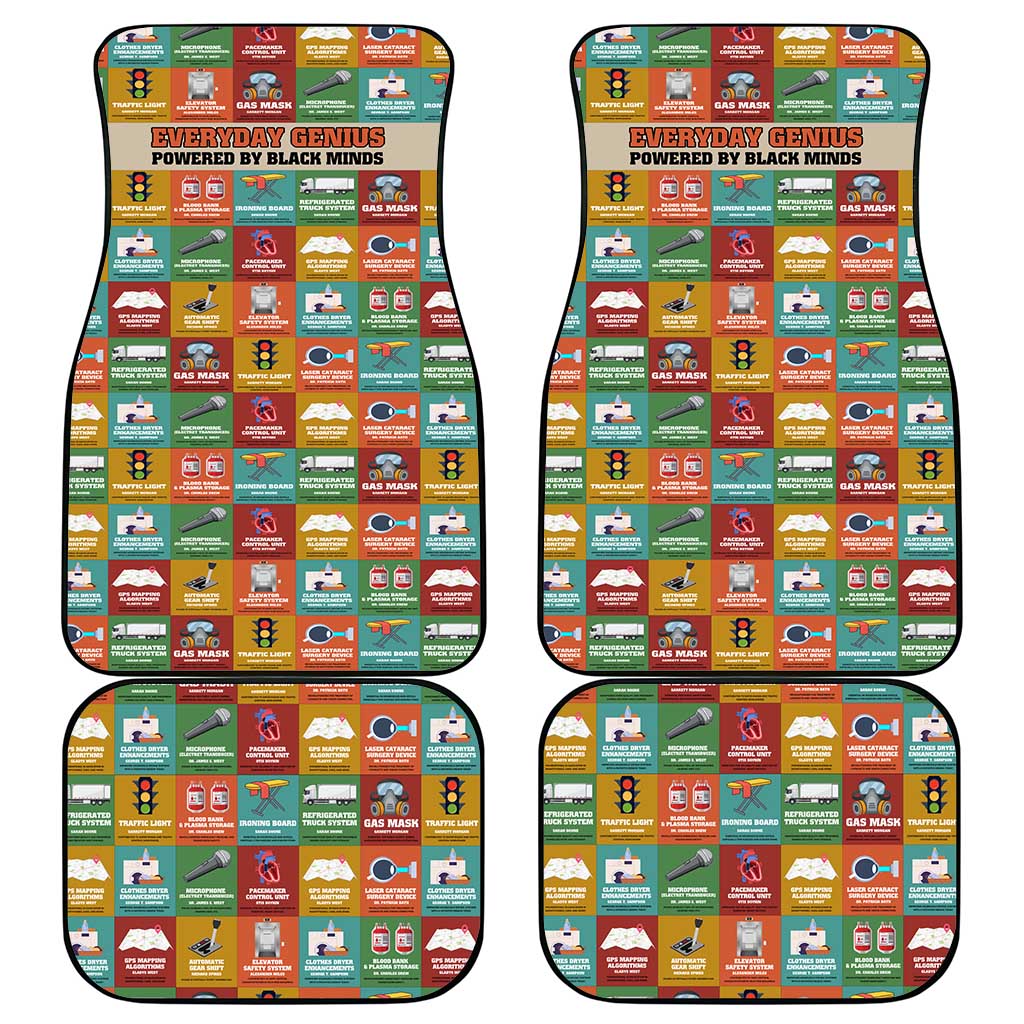 Everyday Genius Powered by Black Minds Car Mats with Colorful Invention Icons Pattern - African Pride