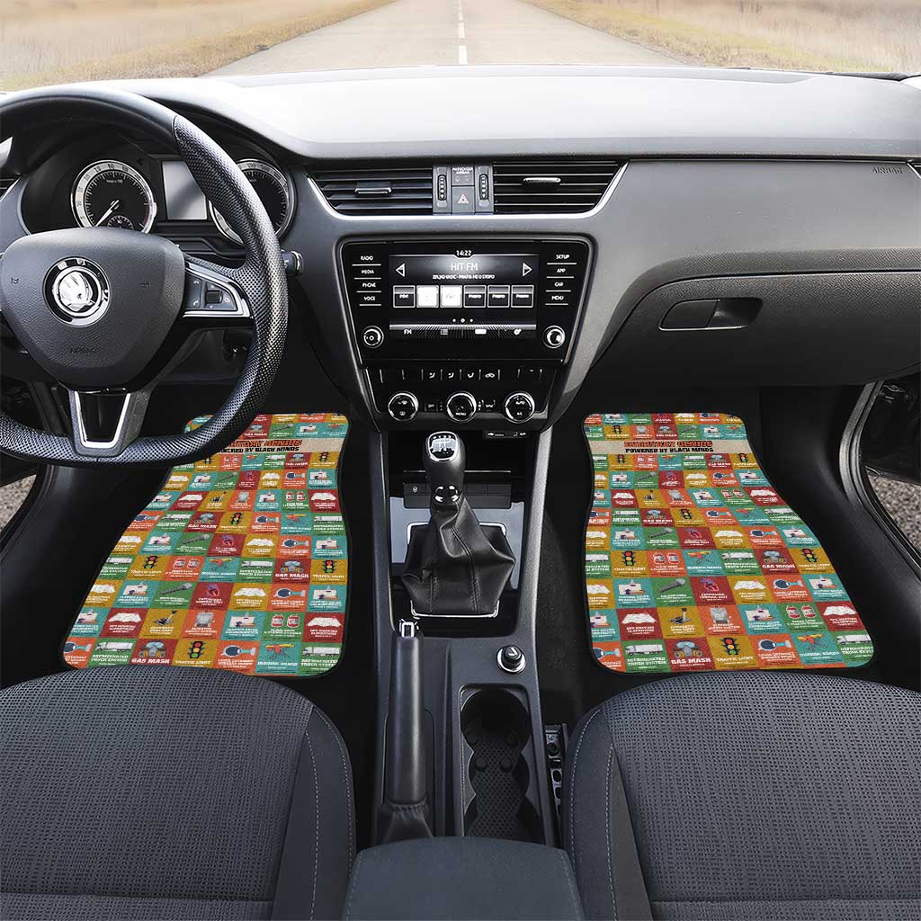 Everyday Genius Powered by Black Minds Car Mats with Colorful Invention Icons Pattern - African Pride