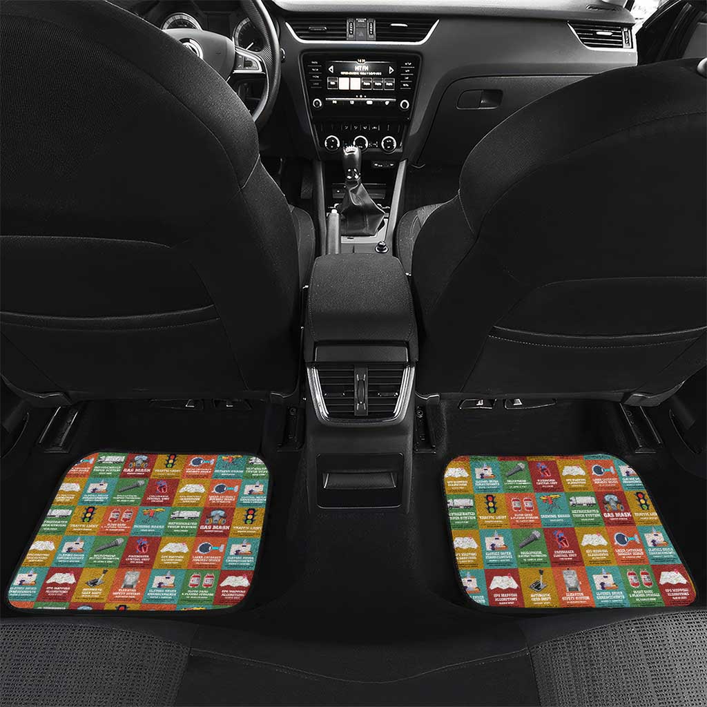 Everyday Genius Powered by Black Minds Car Mats with Colorful Invention Icons Pattern - African Pride