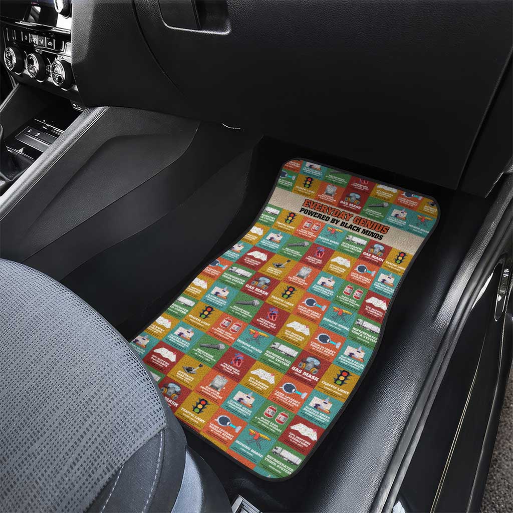 Everyday Genius Powered by Black Minds Car Mats with Colorful Invention Icons Pattern - African Pride