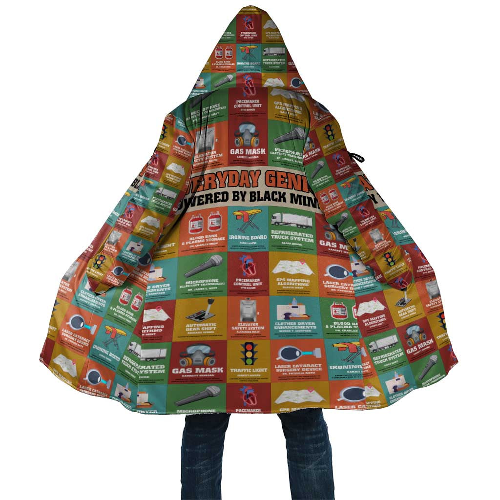 Everyday Genius Powered by Black Minds Cloak with Colorful Invention Icons Pattern - African Pride