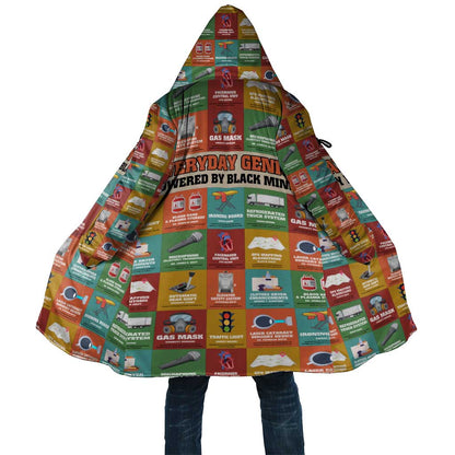 Everyday Genius Powered by Black Minds Cloak with Colorful Invention Icons Pattern - African Pride