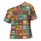 Everyday Genius Powered by Black Minds Cross Shoulder Shirt with Colorful Invention Icons Pattern - African Pride