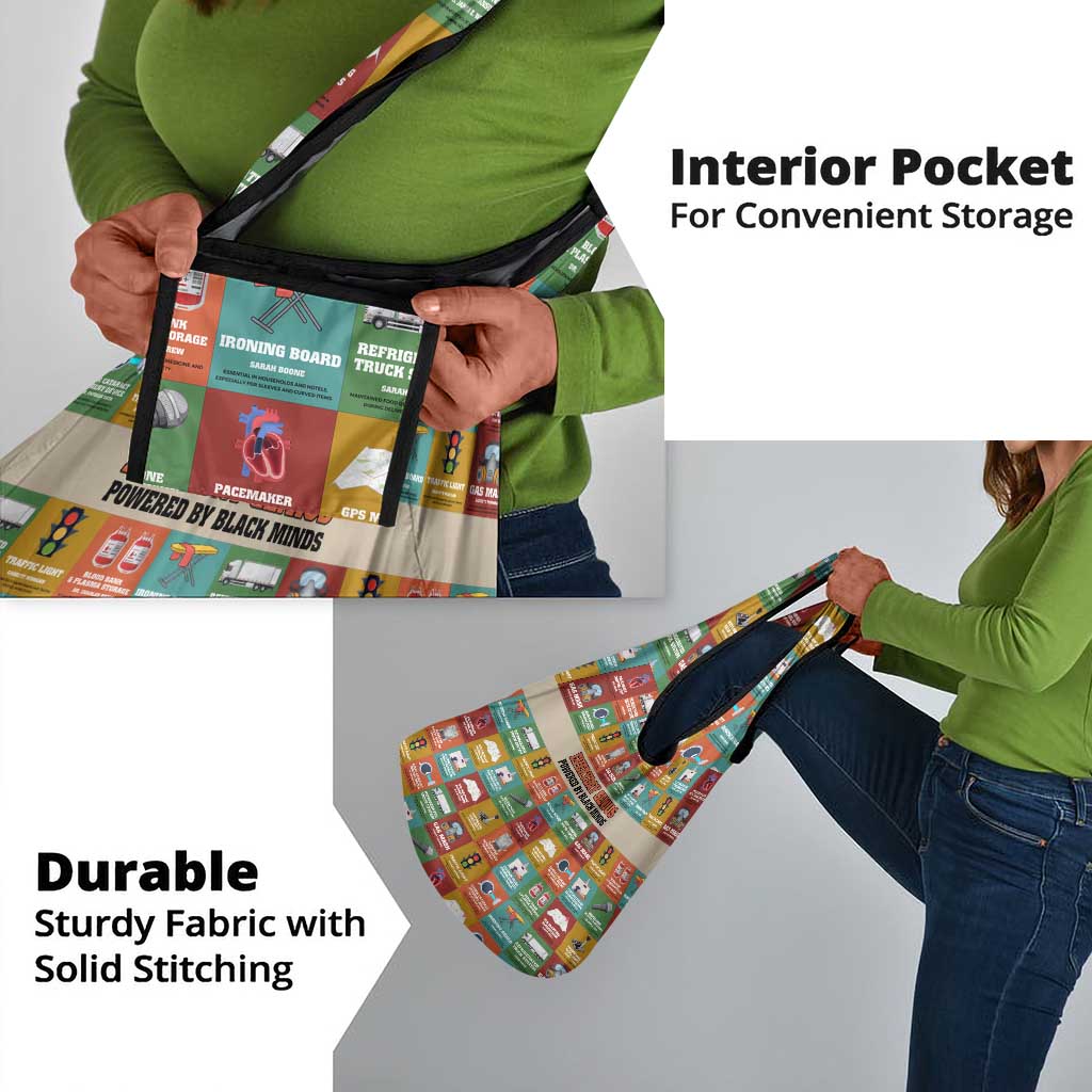 Everyday Genius Powered by Black Minds Grocery Bag with Colorful Invention Icons Pattern - African Pride