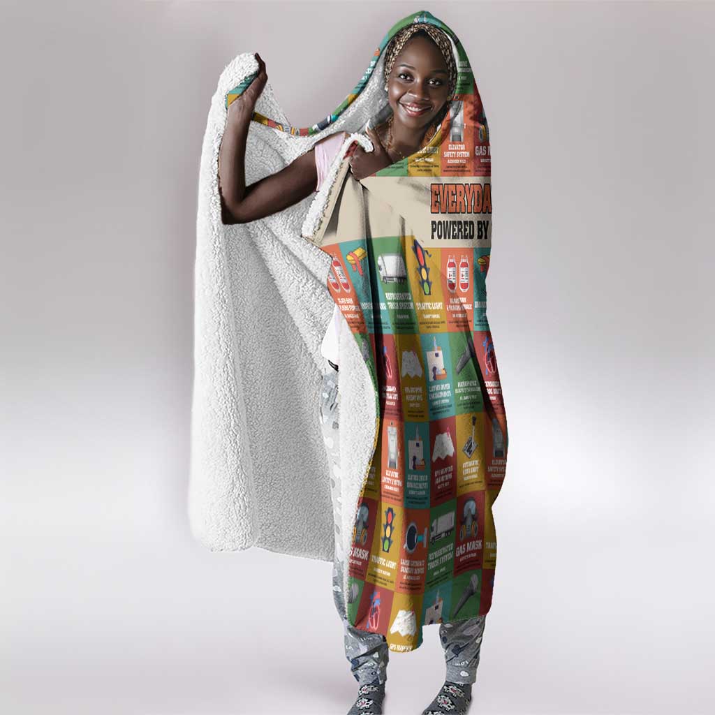 Everyday Genius Powered by Black Minds Hooded Blanket with Colorful Invention Icons Pattern - African Pride