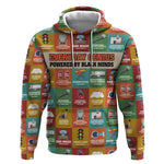 Everyday Genius Powered by Black Minds Hoodie with Colorful Invention Icons Pattern - African Pride