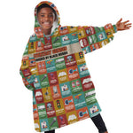 Everyday Genius Powered by Black Minds Kid Wearable Blanket Hoodie with Colorful Invention Icons Pattern - African Pride