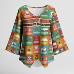 Everyday Genius Powered by Black Minds Kimono Sleeve Blouse with Colorful Invention Icons Pattern - African Pride