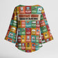 Everyday Genius Powered by Black Minds Kimono Sleeve Blouse with Colorful Invention Icons Pattern - African Pride