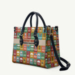 Everyday Genius Powered by Black Minds Leather Bag with Colorful Invention Icons Pattern - African Pride