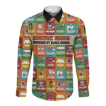 Everyday Genius Powered by Black Minds Long Sleeve Button Shirt with Colorful Invention Icons Pattern - African Pride