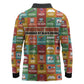 Everyday Genius Powered by Black Minds Long Sleeve Polo Shirt with Colorful Invention Icons Pattern - African Pride