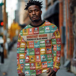 Everyday Genius Powered by Black Minds Long Sleeve Shirt with Colorful Invention Icons Pattern - African Pride