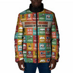Everyday Genius Powered by Black Minds Padded Jacket with Colorful Invention Icons Pattern - African Pride