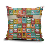 Everyday Genius Powered by Black Minds Pillow Cover with Colorful Invention Icons Pattern - African Pride