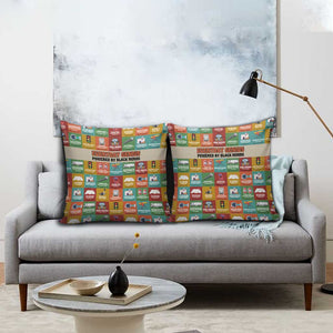 Everyday Genius Powered by Black Minds Pillow Cover with Colorful Invention Icons Pattern - African Pride
