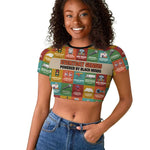 Everyday Genius Powered by Black Minds Raglan Cropped T shirt with Colorful Invention Icons Pattern - African Pride
