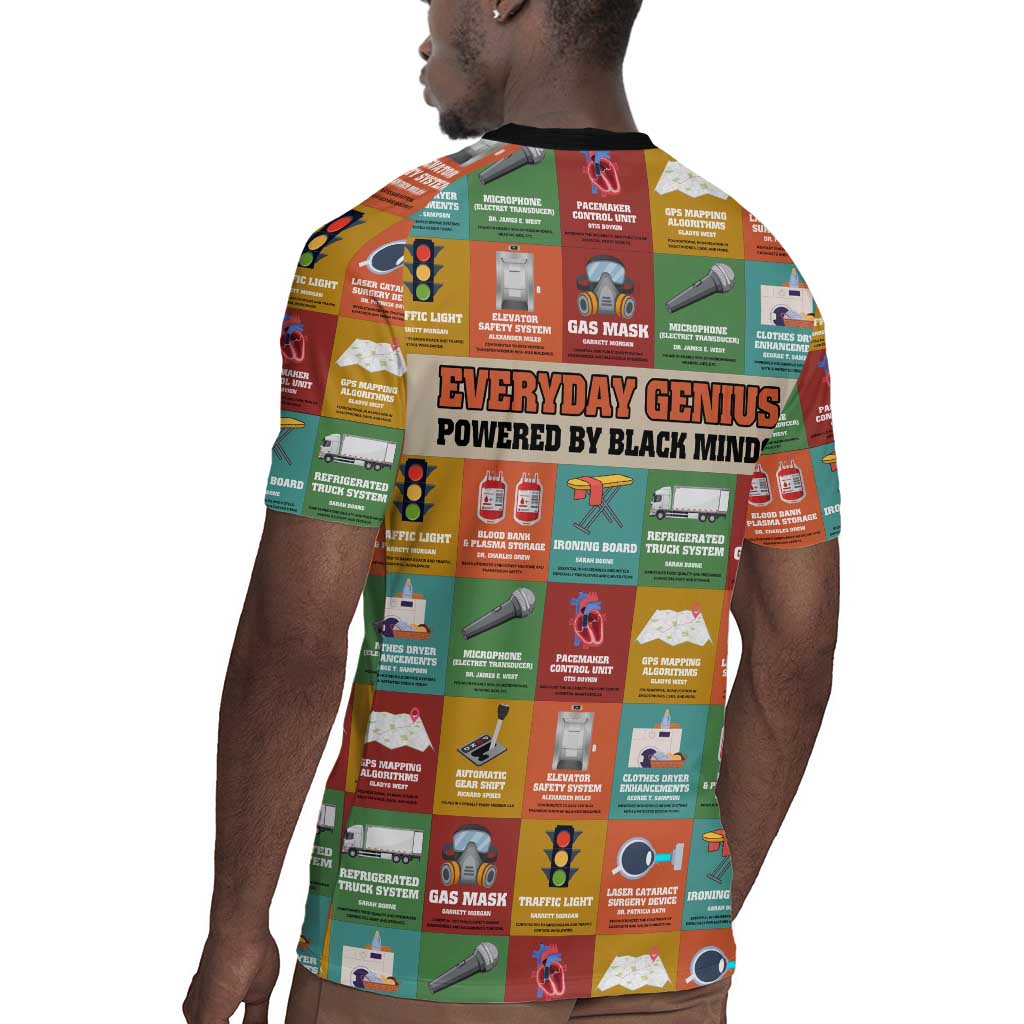 Everyday Genius Powered by Black Minds Rugby Jersey with Colorful Invention Icons Pattern - African Pride
